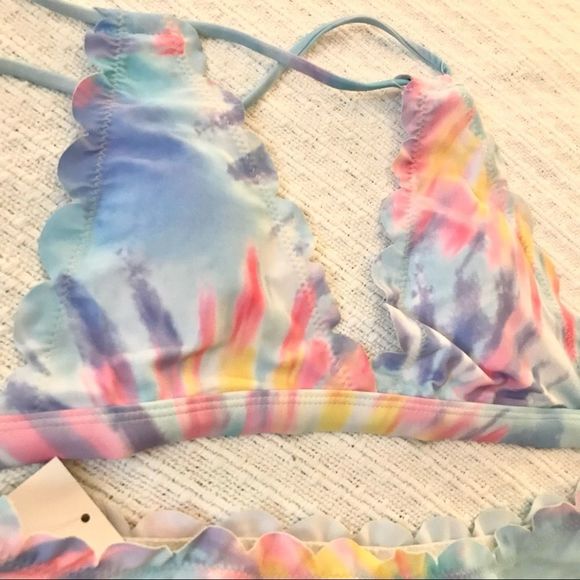 NWT $99 October Love | Mermaid Shell Bikini | Pastel Tie Dye - Picture 2 of 16